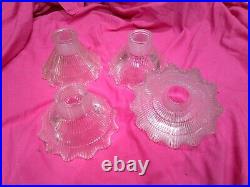 3 Art Deco Industrial Halophane Glass Lamp Light Shades Original Prismatic