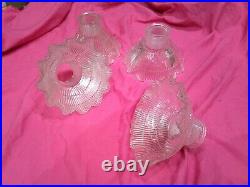 3 Art Deco Industrial Halophane Glass Lamp Light Shades Original Prismatic