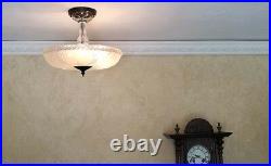 430b Vintage 40s art deco Glass Ceiling Light Lamp Fixture chandelier antique