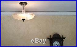 430b Vintage 40s art deco Glass Ceiling Light Lamp Fixture chandelier antique