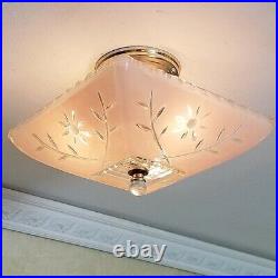 562b Vintage 40s art deco Glass Ceiling Light Lamp Fixture chandelier antique