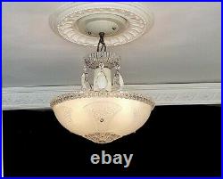 590 Vintage antique arT Deco Glass Shade Ceiling Light Lamp Fixture Chandelier