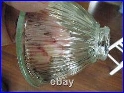 5 Vtg Art Deco Holophane Style Industrial Ribbed Glass Lamp Shade 2 1/8 1/4