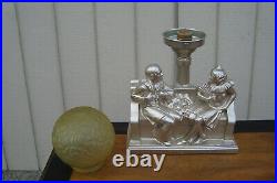 60707 Art Deco Figural Table Lamp With Glass Shade