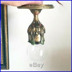 607b Vintage Antique 20 Ceiling Light Lamp fixture aRt Nouveau hall closet porch