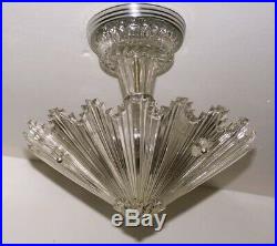 654 Vintage arT Deco Ceiling Light Lamp Fixture Glass Starburst