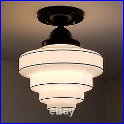 714b Vintage aRt DEco Ceiling Light Glass Lamp Fixture Kitchen Hall Porch Bath