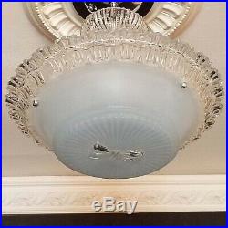 784b Vintage antique arT Deco Glass Shade Ceiling Light Lamp Fixture Chandelier