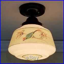 936x Vintage 40s aRT Deco Glass Ceiling Light Lamp Fixture antique porch bird