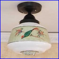 936x Vintage 40s aRT Deco Glass Ceiling Light Lamp Fixture antique porch bird