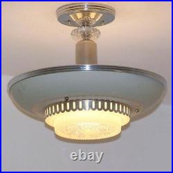 942 Vintage Antique Ceiling Art Deco Light Lamp Fixture Streamline Chanderler