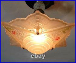 957b Vintage Antique 40's CEILING LIGHT Art Deco fixture lamp chandelier fixture