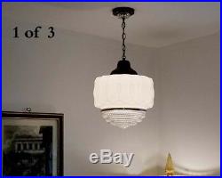 994 Vintage aRT DEco Ceiling Light Lamp Fixture Glass JUMBO SIZE antique