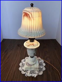 AKRO Agate Houze Glass Slag Glass Art DECO Lamp With Shade