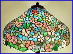 ALL ORIGINAL HANDEL Signed Arts Crafts Leaded Glass Apple Blossom Lamp 19 Shade