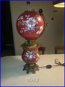 ANTIQUE 1890s Pittsburgh GONE WITH THE WIND GWTW HAND PAINTED FLORAL OIL LAMP