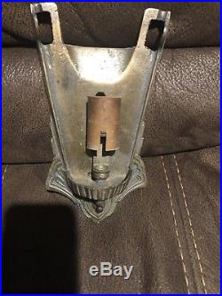 ANTIQUE ART DECO Gold GLASS, 5 SLIP SHADE CHANDELIER LAMP FIXTURE c. 1930's