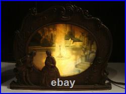 ANTIQUE Art Deco Colonial Couple Glass Motion Lamp Scene in Action 1931 2 Slide