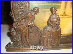 ANTIQUE Art Deco Colonial Couple Glass Motion Lamp Scene in Action 1931 2 Slide