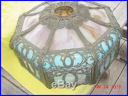 Antique Empire Gothic Slag Stained Glass Leaded Lamp Shade Victorian Art Noveau