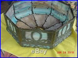 Antique Empire Gothic Slag Stained Glass Leaded Lamp Shade Victorian Art Noveau