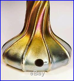 ANTIQUE, LCT TIFFANY FAVRILE IRIDESCENT, ART GLASS, CANDLESTICK LAMP