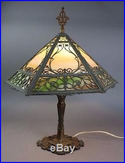 Antique Miller Arts And Crafts Slag Glass Lamp