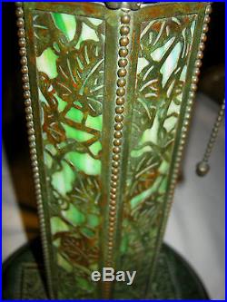 Antique Mission Arts Crafts Riviere Studios Bronze Art Glass Lamp Tiffany Era Ny