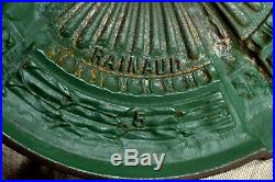 ANTIQUE SIGNED H. E. RAINAUD BENT PANEL SLAG GLASS LAMP c. 1920 ART NOUVEAU WORKS