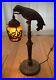 ANTIQUE VINTAGE CAST METAL PARROT ART DECO ACCENT LAMP With CAGED GLASS SHADE