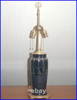 ART DECO Glass Lamp Czechoslovakia Black Silver Brass Gold Mid-Century Modern