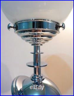ART DECO MACHINE AGE CHROME CATALIN BAKELITE SATURN LAMP with GLASS'SATURN' SHADE