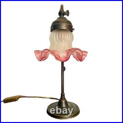 ART NOUVEAU French Bronze & Glass Table LAMP, circa 1910