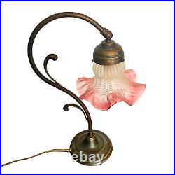 ART NOUVEAU French Bronze & Glass Table LAMP, circa 1910