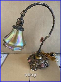 Adjustable Desk Lamp With Art Glass Shade