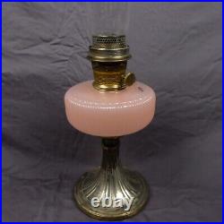 Aladdin Lamp Queen Rose Moonstone Art Glass Model B Silver Plated Base Oil