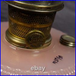 Aladdin Lamp Queen Rose Moonstone Art Glass Model B Silver Plated Base Oil