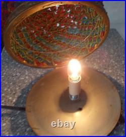 Ant. Art Nouveau Lady Bisque Czechoslovakia Beaded Glass Flower Boudour Lamp
