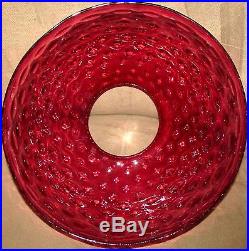 Antique 14 Cranberry Hobnail Art Glass Hanging Banquet Oil Lamp Shade Victorian