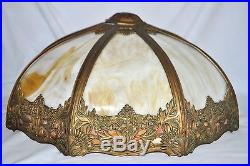 Antique 18 Slag Glass Arts & Crafts Nouveau Panel Lamp Shade Miller B&H Handel