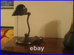 Antique 1917 Verdelite Bankers Articulated Lamp with Original Green Glass Shade