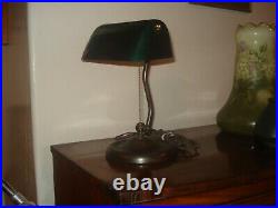 Antique 1917 Verdelite Bankers Articulated Lamp with Original Green Glass Shade