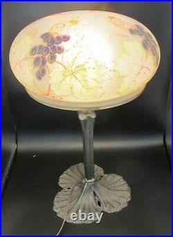 Antique 1920's Art Nouveau Reverse Painted Glass Dome Table Lamp Weber
