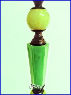 Antique 1920s Art Deco Houze Jadite Uranium Glass Floor Lamp, rewired