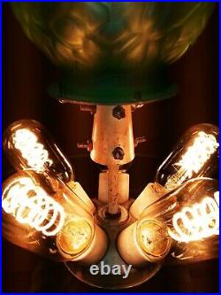 Antique 1930s-50s Uranium Glass Labratory Folk Art Desk Lamp Light, Sci-Fi, Atomic