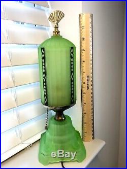Antique 1930s Art Deco Uranium Glass Lamp