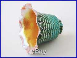 Antique ART GLASS LAMP SHADE Iridescent Pulled Feather Quezal Steuben Tiffany