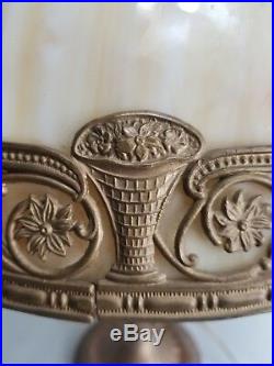 Antique A & R CO. Panel Art Nouveau Slag Glass Shade Caramel Art Crafts Signed