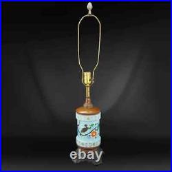 Antique Aesthetic Movement Bristol Glass Electrified Oil Lamp