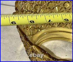 Antique Amber Daisy Button Victorian Oil Lamp Shade 5 Fitter Art Glass Gas